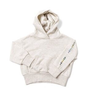 Kids Cream Hoodie with Colorful Sleeve Detail